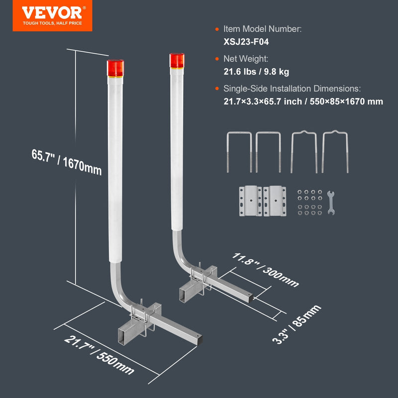 VEVOR Laivu piekabes vadotnes, 1,57 m ar LED apgaismojumu, 2 gab. cinkotas tērauda vadotnes ar PVC caurulēm, piemērotas slēpošanas laivai, zvejas laivai vai burāšanas laivai
