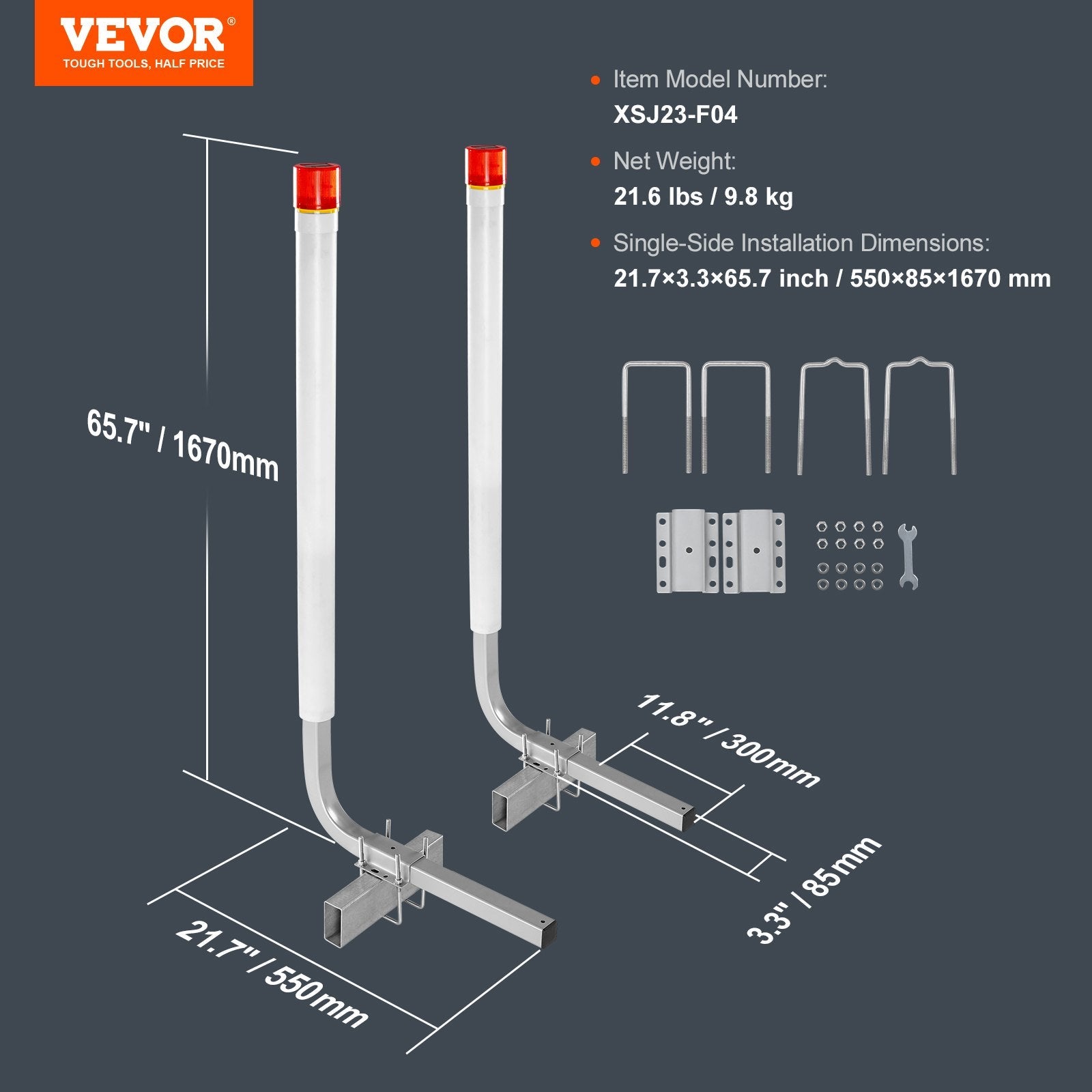 VEVOR Laivu piekabes vadotnes, 1,57 m ar LED apgaismojumu, 2 gab. cinkotas tērauda vadotnes ar PVC caurulēm, piemērotas slēpošanas laivai, zvejas laivai vai burāšanas laivai