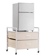 VEVOR Mini ledusskapja statīvs ar uzglabāšanu, 80 kg, balts, 2 atvilktnes
