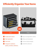 VEVOR 22 cm metāla instrumentu kaste ar 5 atvilktnēm, pārnēsājama tērauda kaste ar EVA ieliktņiem un PP kājiņām, izturīgs lodīšu gultņu mehānisms un pulverkrāsas pārklājums, melna