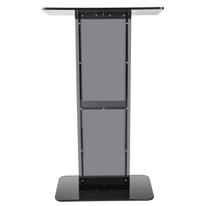 VEVOR akrila tribīne, 119 cm, ar platu lasīšanas virsmu un uzglabāšanas plauktu, melna
