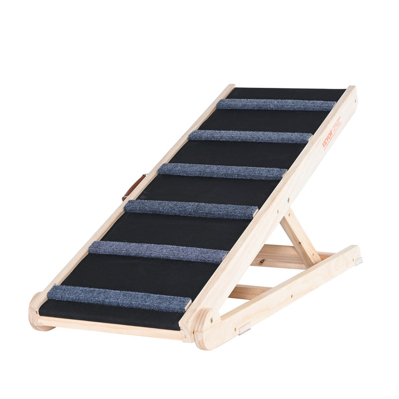 VEVOR Suņu rampa, salokāma koka rampa, regulējama no 35 cm līdz 65 cm, 105 cm gara, piemērota gultai, dīvānam, automašīnai