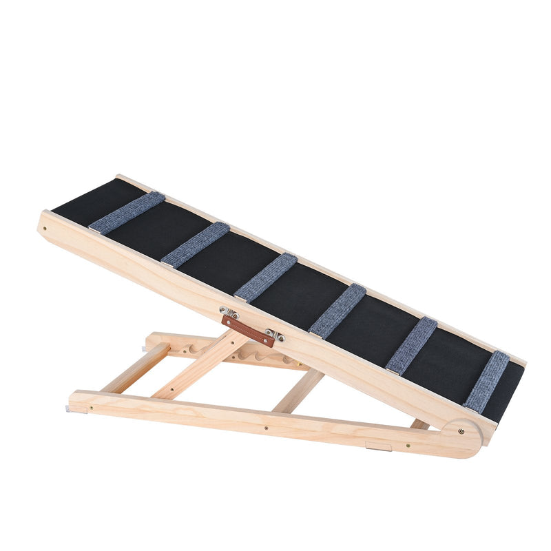 VEVOR Suņu rampa, salokāma koka rampa, regulējama no 35 cm līdz 65 cm, 105 cm gara, piemērota gultai, dīvānam, automašīnai