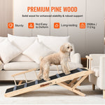 VEVOR Salokāma kucēnu rampa ar regulējamu augstumu – koka pet rampa 120 cm garumā, regulējama no 35 līdz 70 cm, piemērota gultai, dīvānam un automašīnai