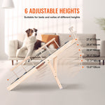 VEVOR Salokāma kucēnu rampa ar regulējamu augstumu – koka pet rampa 120 cm garumā, regulējama no 35 līdz 70 cm, piemērota gultai, dīvānam un automašīnai