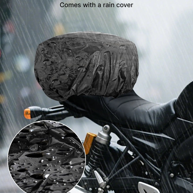 VEVOR motocikla aizmugurējā sēdekļa soma, 22–34 l paplašināma motocikla bagāžas soma ar ūdensnecaurlaidīgu lietus pārsegu, āra motocikla bagāžas uzglabāšanas mugursoma un rokas soma ar siksnām, kabatu un elastīgu auklu, melna