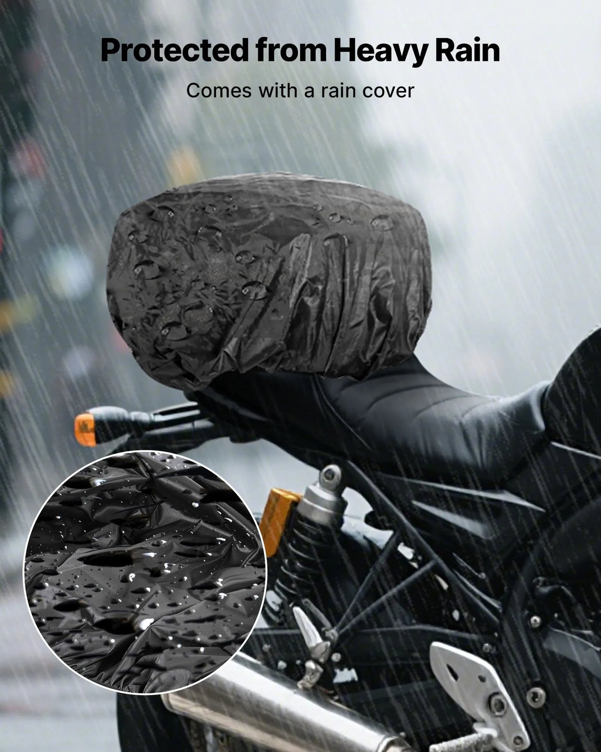 VEVOR motocikla aizmugurējā sēdekļa soma, 22–34 l paplašināma motocikla bagāžas soma ar ūdensnecaurlaidīgu lietus pārsegu, āra motocikla bagāžas uzglabāšanas mugursoma un rokas soma ar siksnām, kabatu un elastīgu auklu, melna