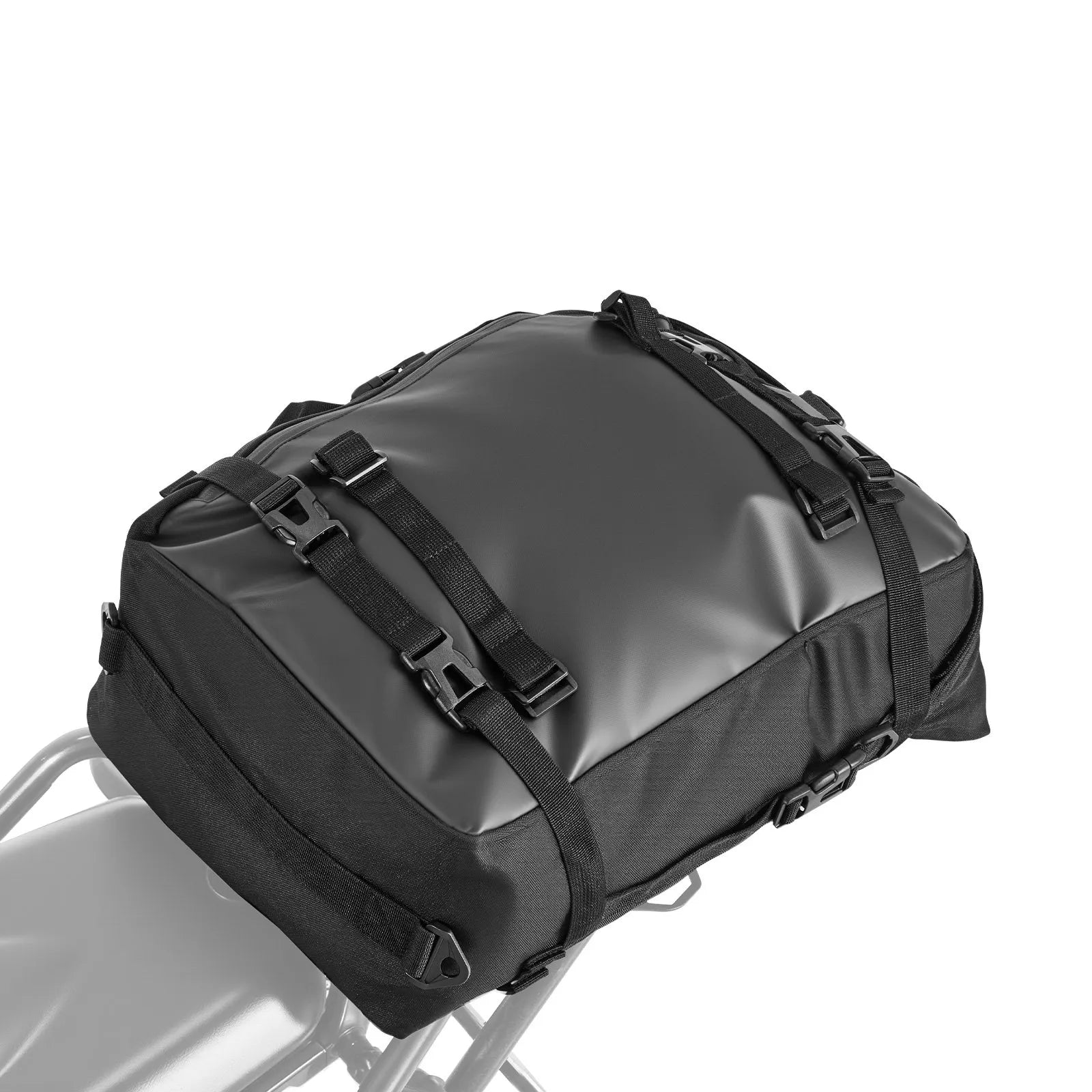 VEVOR motocikla aizmugurējā bagāžas soma, 30 l motocikla aizmugurējā sēdekļa soma ar ūdensnecaurlaidīgu lietus pārsegu, āra motocikla bagāžas uzglabāšanas soma – mugursoma ar pleca siksnām, universāli piemērota aizmugurējiem bagāžas statīviem, melna