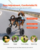 VEVOR suņu ratiņi aizmugurējām kājām, regulējami 2 riteņi, viegls suņu ratiņš ar triecienus absorbējošiem riteņiem, mobilitātes atbalsts invalīdiem un traumētiem suņiem līdz 10 kg, maziem suņiem