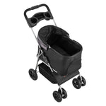 VEVOR mājdzīvnieku ratiņi, kravnesība līdz 16 kg, salokāmi suņu/kaķu ratiņi ar 4 riteņiem, noņemamu pārnēsājamo ieliktni un sieta logiem, pārnēsājams dzīvnieku ratiņš ar bremzi maziem un vidējiem mājdzīvniekiem
