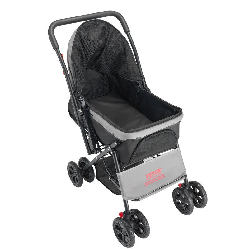 VEVOR mājdzīvnieku ratiņi, kravnesība līdz 20 kg, salokāmi suņu/cat ratiņi ar 4 riteņiem, sieta logi un reversīva roktura, pārnēsājams ar bremzi, piemēroti maziem un vidējiem mājdzīvniekiem