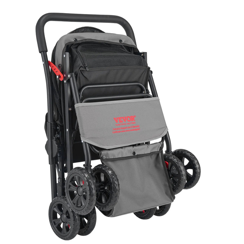 VEVOR mājdzīvnieku ratiņi, kravnesība līdz 20 kg, salokāmi suņu/cat ratiņi ar 4 riteņiem, sieta logi un reversīva roktura, pārnēsājams ar bremzi, piemēroti maziem un vidējiem mājdzīvniekiem