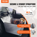 VEVOR ūdensnecaurlaidīgs suņu auto sēdeklis ar atbalsta rāmi un drošības pavadas stiprinājumu, piemērots maziem, vidējiem un lieliem suņiem līdz 22 kg, pelēkā krāsā