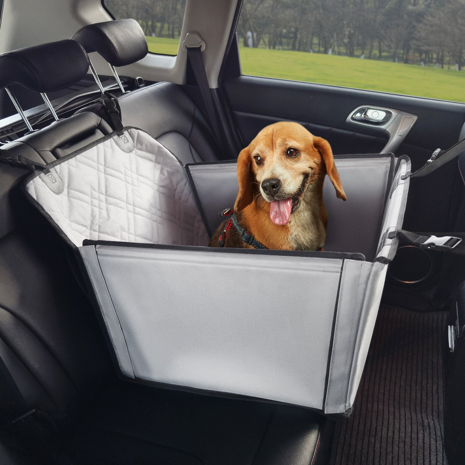 VEVOR Paaugstinātais auto sēdeklis suņiem līdz 18 kg, 600 x 500 x 190 mm, pelēks