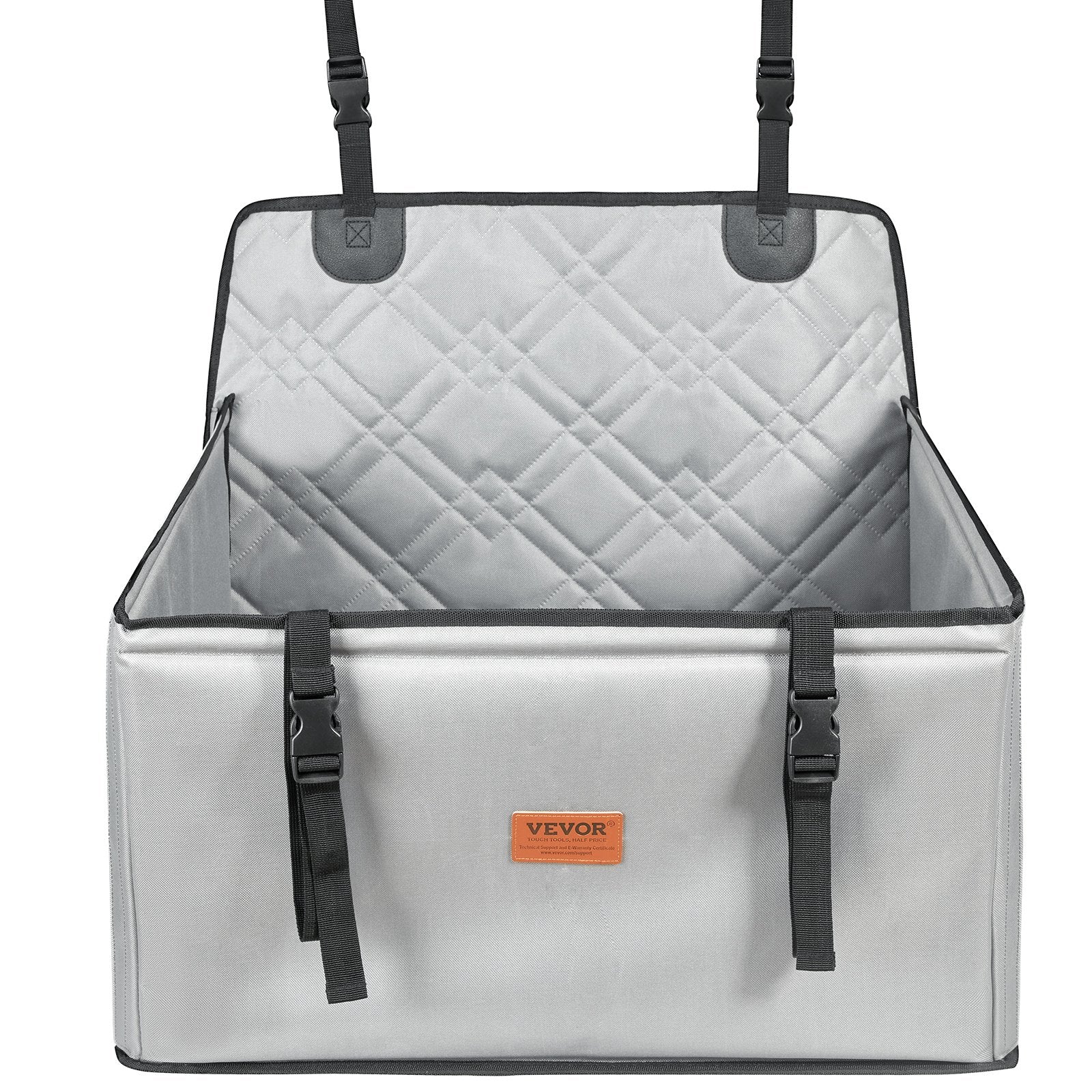 VEVOR Paaugstinātais auto sēdeklis suņiem līdz 18 kg, 600 x 500 x 190 mm, pelēks