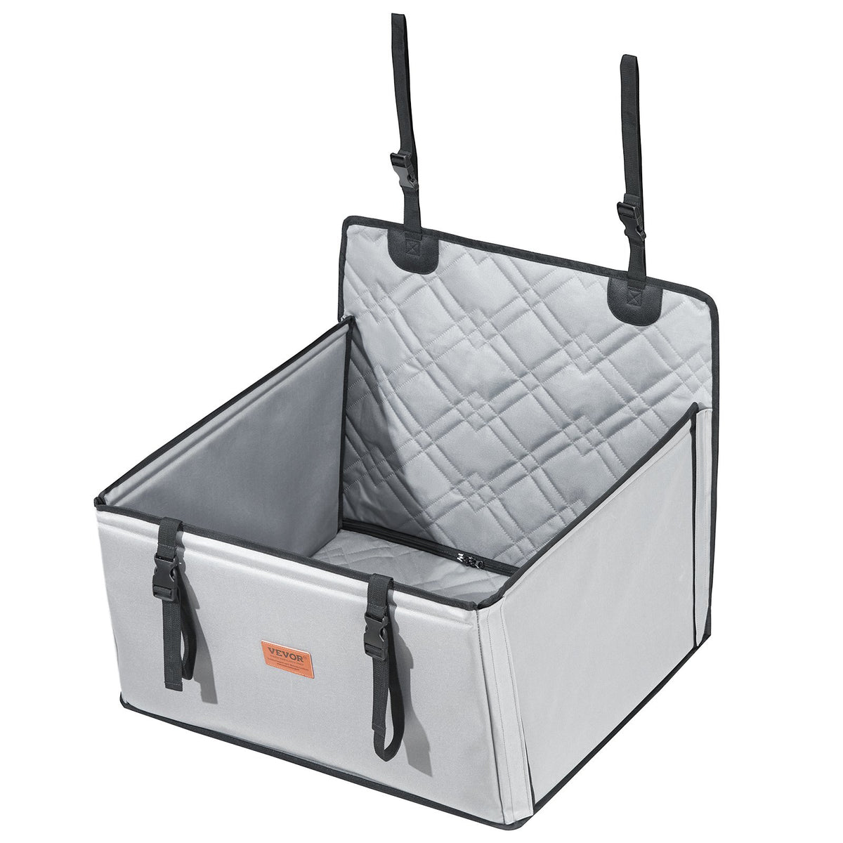 VEVOR Paaugstinātais auto sēdeklis suņiem līdz 18 kg, 600 x 500 x 190 mm, pelēks