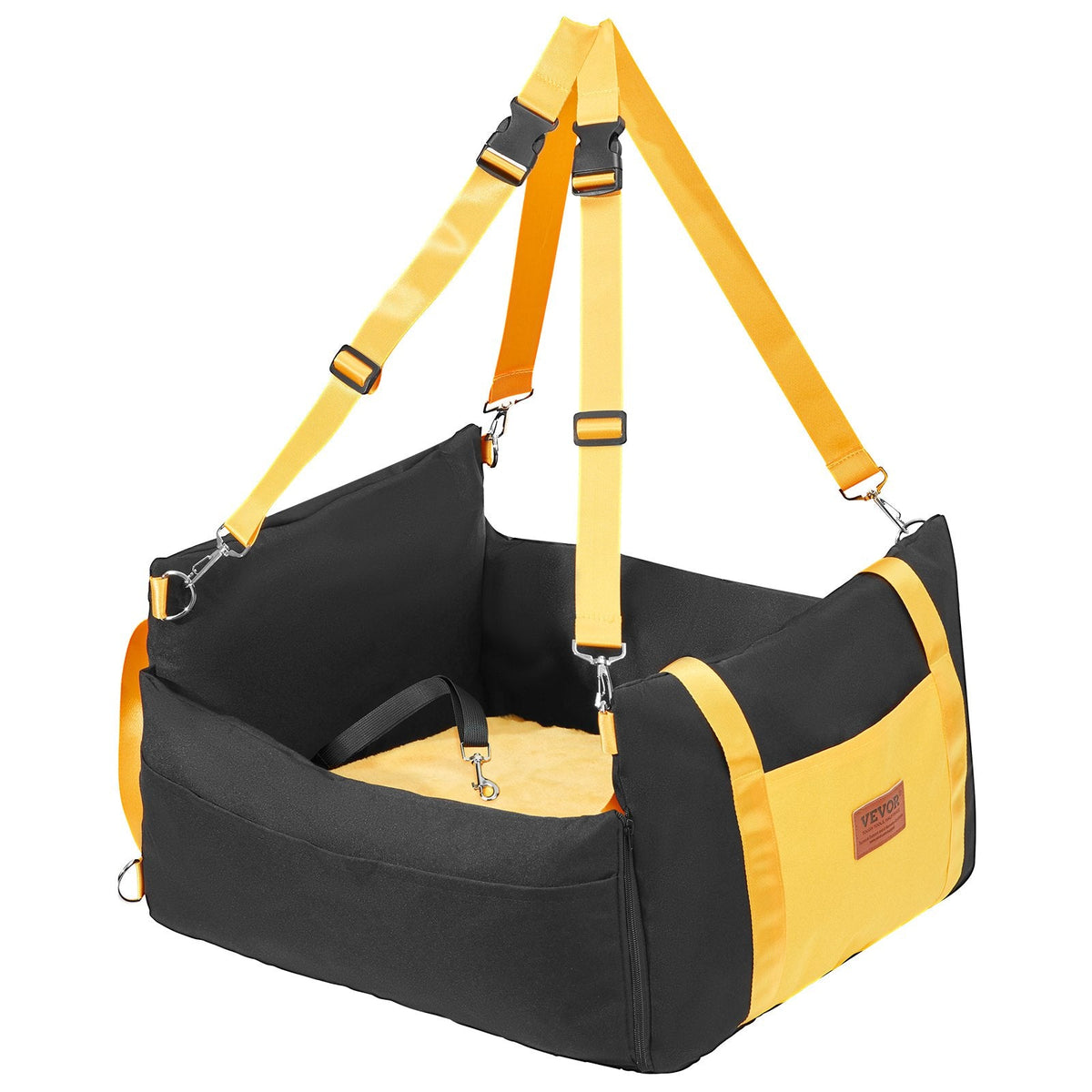 VEVOR paaugstinātais auto sēdeklis mājdzīvniekiem, piemērots maziem suņiem līdz 11 kg, melnā krāsā.