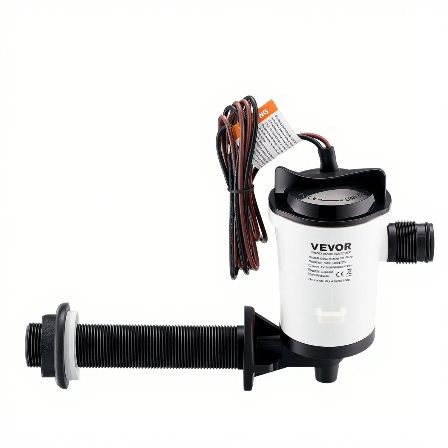 VEVOR 12 V laivas dzīvo zivju tvertnes aeratora sūknis, plūsma 50 l/min, 90° konstrukcija ar noņemamu motoru, korozijizturīgs iegremdējams ēsmas tvertnes sūknis, piemērots saldūdenim un sālsūdenim