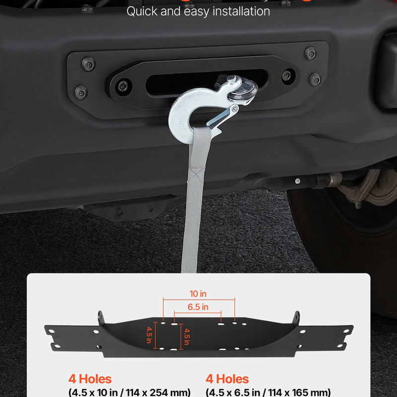 VEVOR Vinčas stiprinājums piekabes āķim Jeep Wrangler JL/JLU un Gladiator JT modeļiem (2018–2023), 2 montāžas atveres, pulverkrāsots tērauds, melns