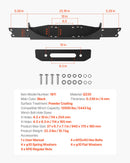 VEVOR Vinčas stiprinājums piekabes āķim Jeep Wrangler JL/JLU un Gladiator JT modeļiem (2018–2023), 2 montāžas atveres, pulverkrāsots tērauds, melns