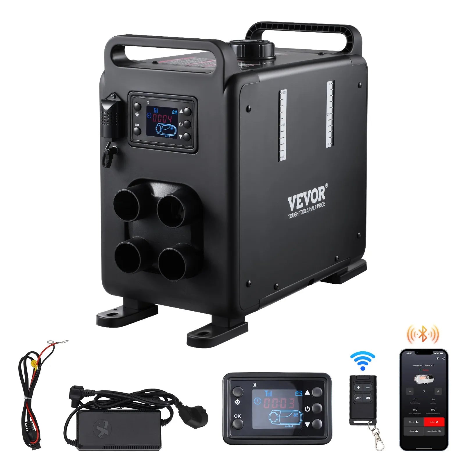 VEVOR Dīzeļdegvielas gaisa sildītājs220V un  12V 8 kW ar Bluetooth lietotnes vadību transportlīdzekļiem