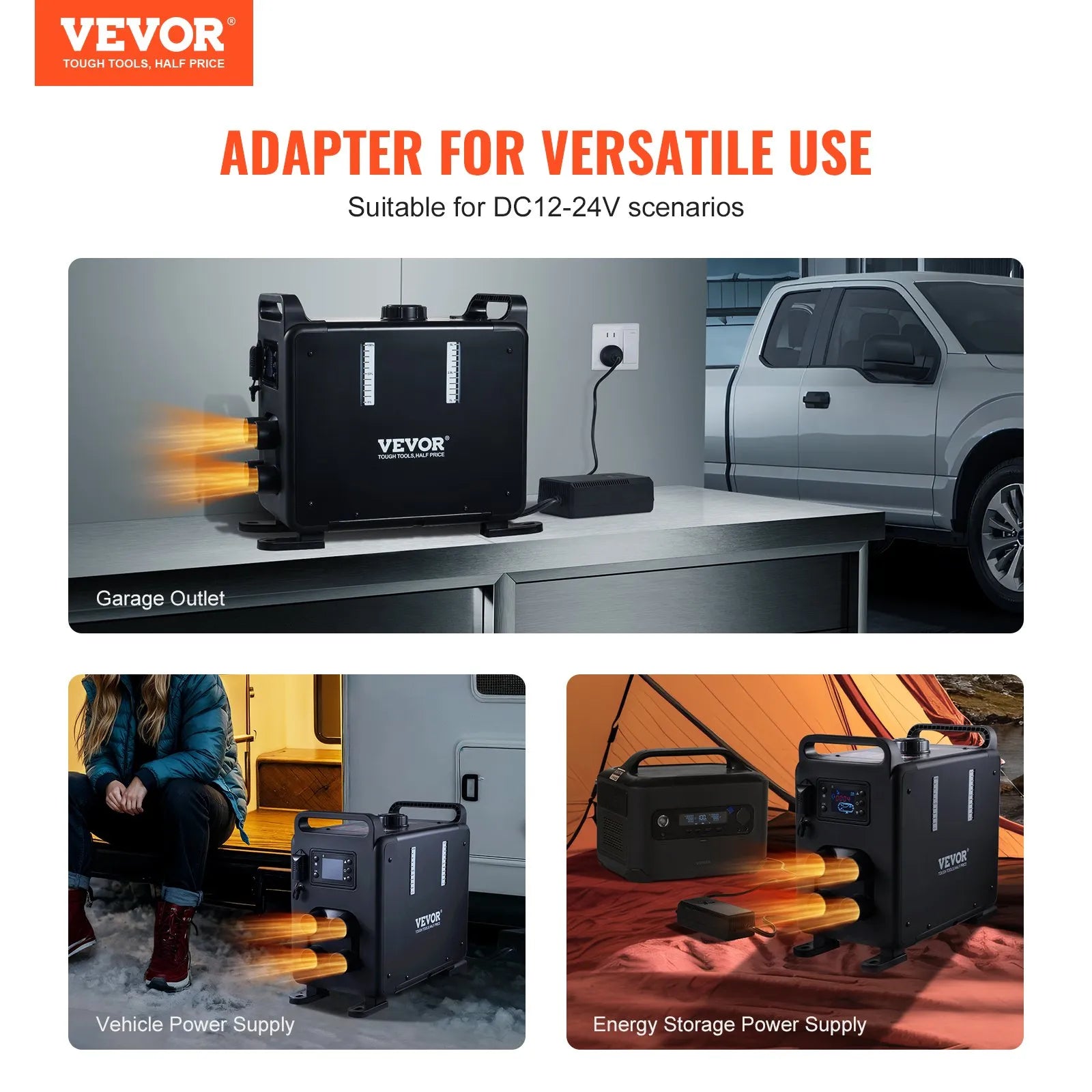 VEVOR Dīzeļdegvielas gaisa sildītājs220V un  12V 8 kW ar Bluetooth lietotnes vadību transportlīdzekļiem