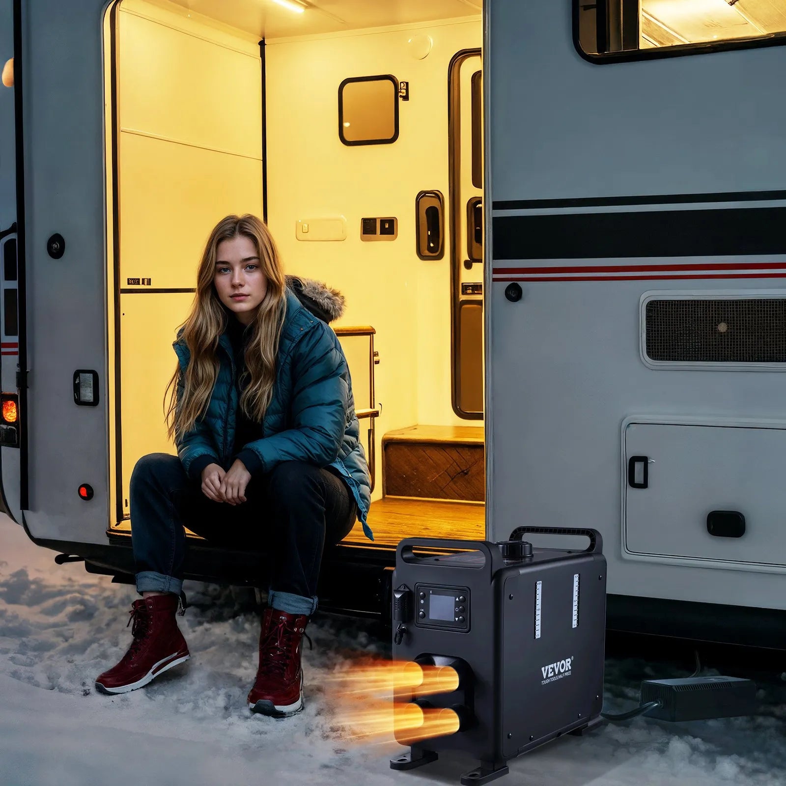VEVOR Dīzeļdegvielas gaisa sildītājs220V un  12V 8 kW ar Bluetooth lietotnes vadību transportlīdzekļiem