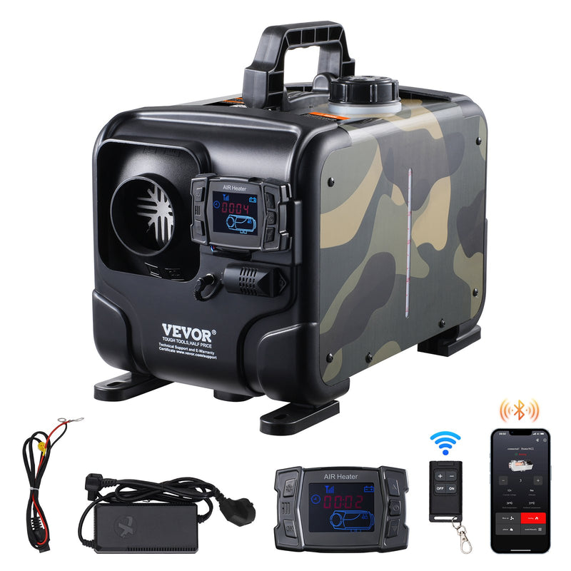VEVOR dīzeļa gaisa sildītājs, 8 kW, 12 V, ar Bluetooth lietotni un tālvadību