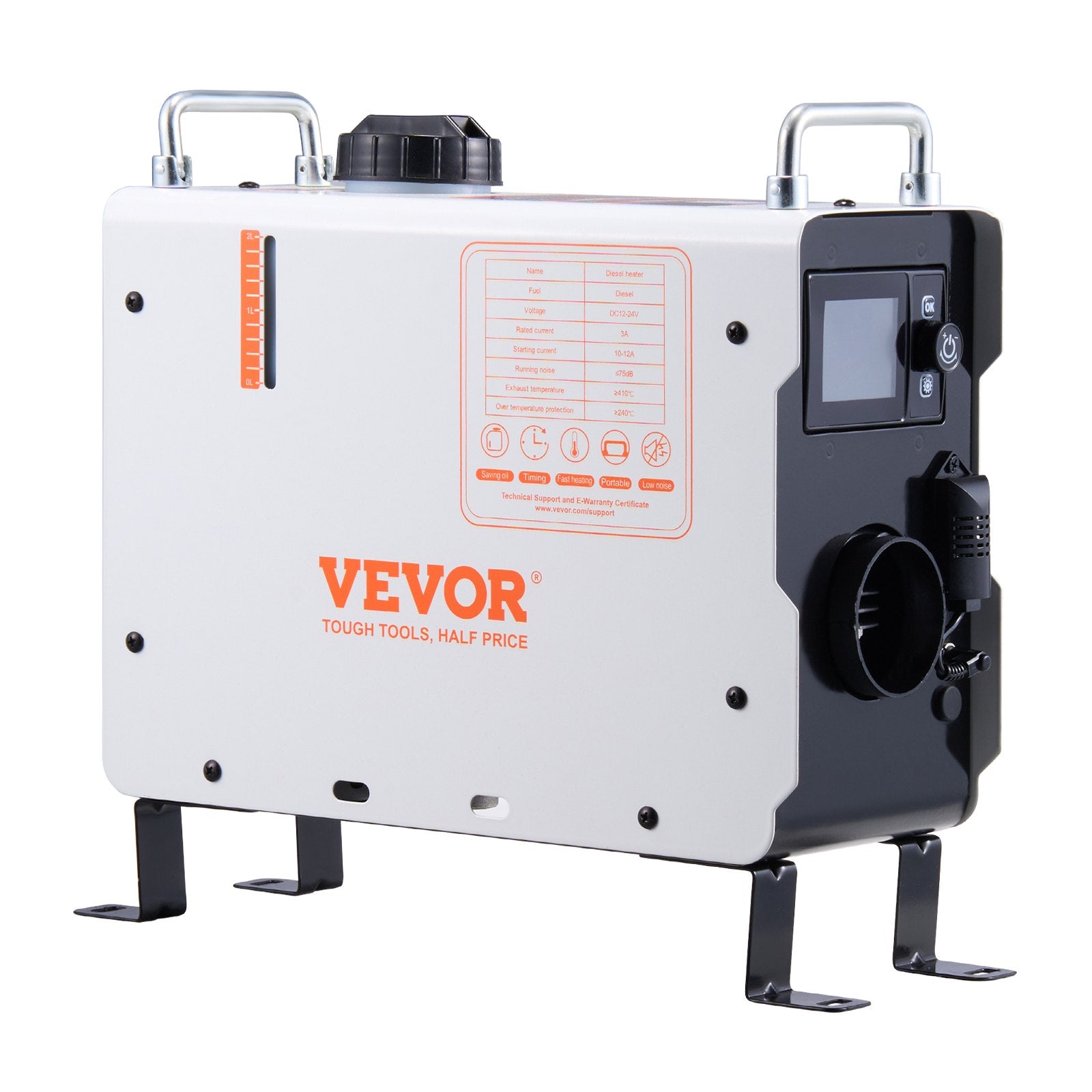 220V un 12V 2KW VEVOR dīzeļa gaisa sildītājs 2.2L baka Bluetooth APP tālvadības pults lietošanai ārpus telpām