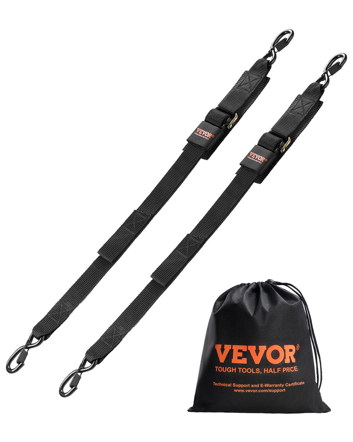 VEVOR automātiskās sprūdrata nostiprināšanas siksnas, 5.08 cm x 1.22 m, ar drošības slēdzeni un S-āķiem, 2 gab., 680 kg pārraušanas izturība, treileriem, transportlīdzekļiem un laivām
