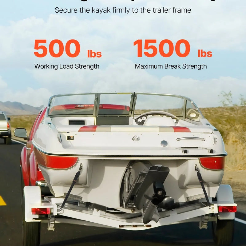 VEVOR automātiskās sprūdrata nostiprināšanas siksnas, 5.08 cm x 1.22 m, ar drošības slēdzeni un S-āķiem, 2 gab., 680 kg pārraušanas izturība, treileriem, transportlīdzekļiem un laivām