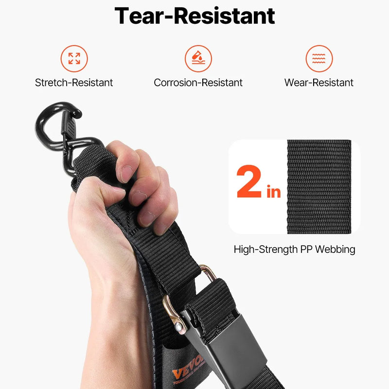 VEVOR automātiskās sprūdrata nostiprināšanas siksnas, 5.08 cm x 1.22 m, ar drošības slēdzeni un S-āķiem, 2 gab., 680 kg pārraušanas izturība, treileriem, transportlīdzekļiem un laivām