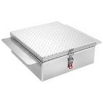 VEVOR kravas kastes instrumentu kaste, izturīga alumīnija instrumentu kaste ar rievotu (diamond plate) vāku, slodze līdz 100 kg, ar slēdzeni, piemērota pikapiem, kravas auto kastēm, kemperiem un piekabēm, 770 × 610 × 230 mm, sudraba krāsā.
