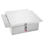 VEVOR kravas kastes instrumentu kaste, izturīga alumīnija instrumentu kaste ar rievotu (diamond plate) vāku, slodze līdz 100 kg, ar slēdzeni, piemērota pikapiem, kravas auto kastēm, kemperiem un piekabēm, 770 × 610 × 230 mm, sudraba krāsā.