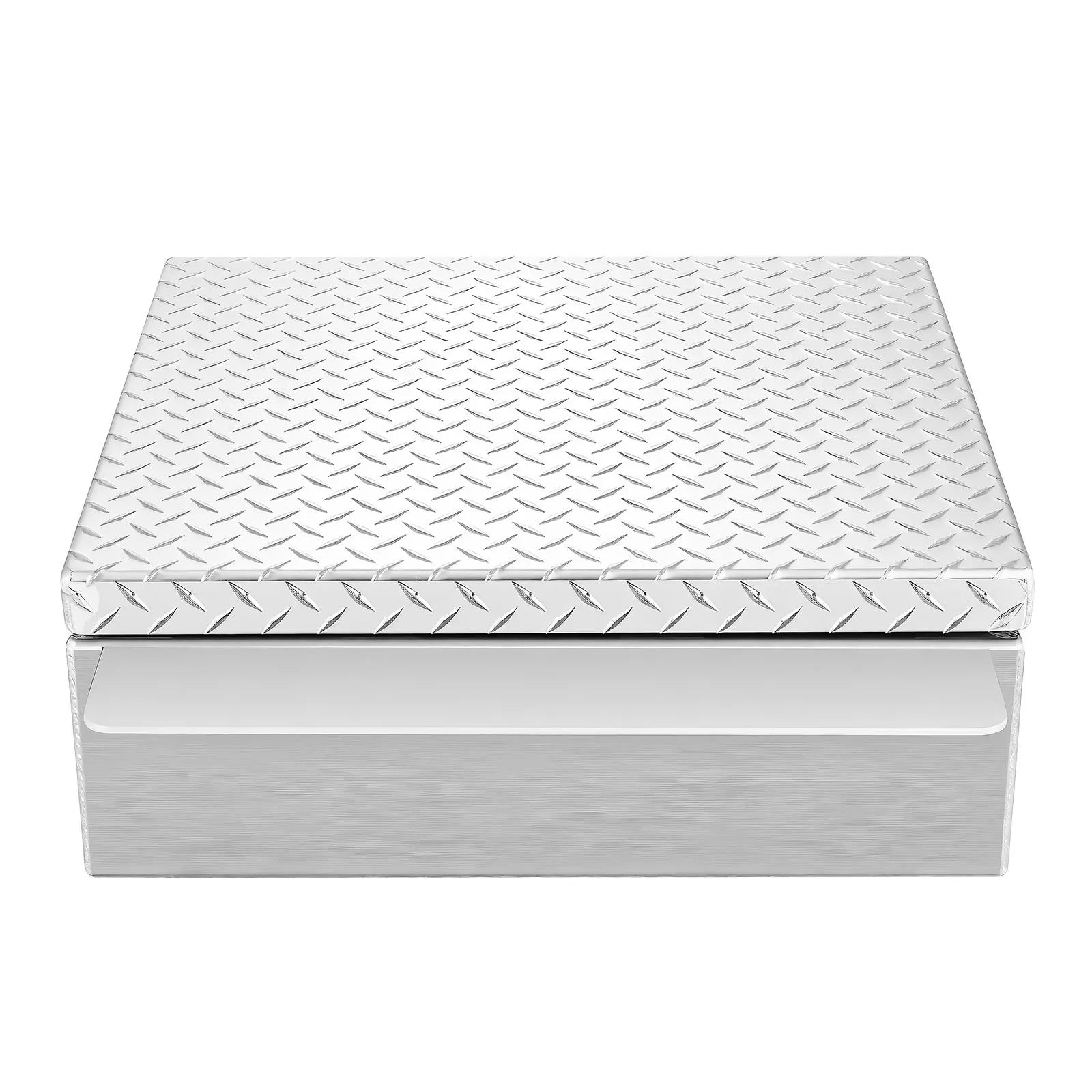 VEVOR kravas kastes instrumentu kaste, izturīga alumīnija instrumentu kaste ar rievotu (diamond plate) vāku, slodze līdz 100 kg, ar slēdzeni, piemērota pikapiem, kravas auto kastēm, kemperiem un piekabēm, 770 × 610 × 230 mm, sudraba krāsā.