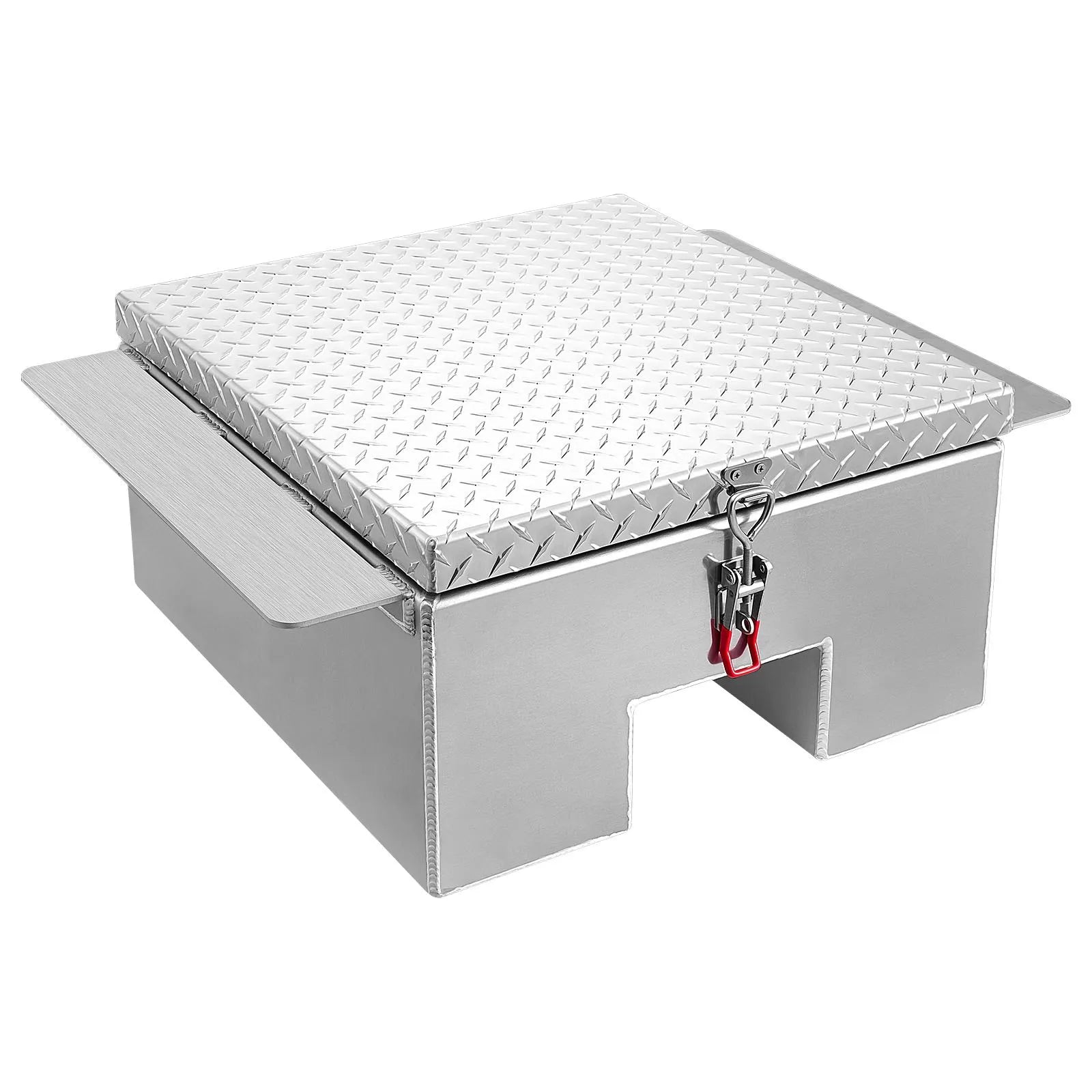 VEVOR kravas kastes instrumentu kaste, izturīga alumīnija instrumentu kaste ar rievotu (diamond plate) vāku, maksimālā slodze 100 kg, paredzēta pikapiem, kravas auto kastēm, kemperiem un piekabēm, 770 × 610 × 310 mm, sudraba krāsā