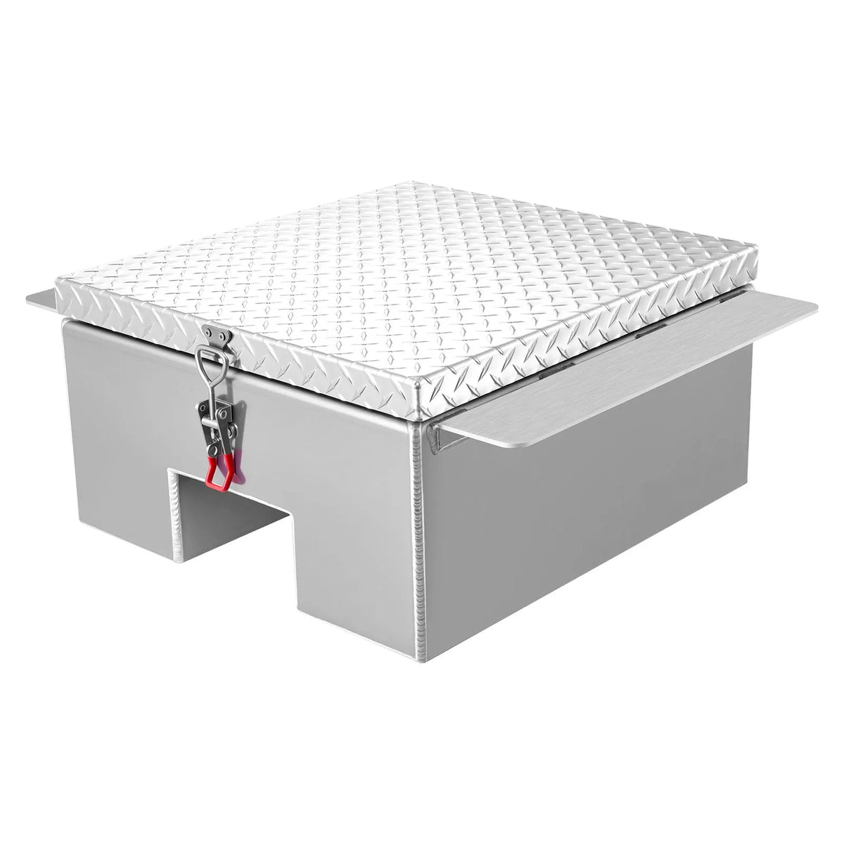 VEVOR kravas kastes instrumentu kaste, izturīga alumīnija instrumentu kaste ar rievotu (diamond plate) vāku, maksimālā slodze 100 kg, paredzēta pikapiem, kravas auto kastēm, kemperiem un piekabēm, 770 × 610 × 310 mm, sudraba krāsā