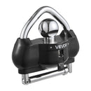 VEVOR piekabes sakabes slēdzene, piemērota 46 mm, 50,8 mm un 58,7 mm sakabēm, izturīga pret zādzību lodveida sakabes bloķētājs ar 3 atslēgām, noturīgs pret uzlaušanu, regulējama augstuma dizains kemperiem, laivām un piekabēm, melna.