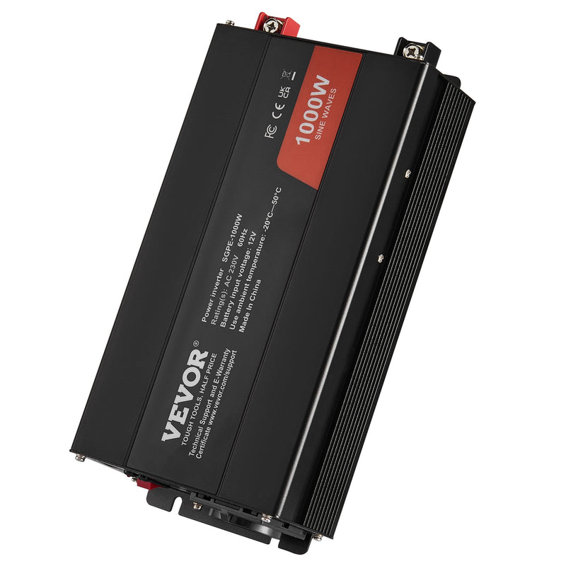 VEVOR чистая синусоида инвертор преобразователь мощности 1000W DC12V AC230V, инвертор LCD, пульт дистанционного управления, CE