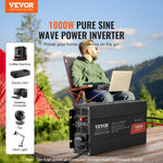 VEVOR чистая синусоида инвертор преобразователь мощности 1000W DC12V AC230V, инвертор LCD, пульт дистанционного управления, CE