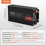 VEVOR чистая синусоида инвертор преобразователь мощности 1000W DC12V AC230V, инвертор LCD, пульт дистанционного управления, CE
