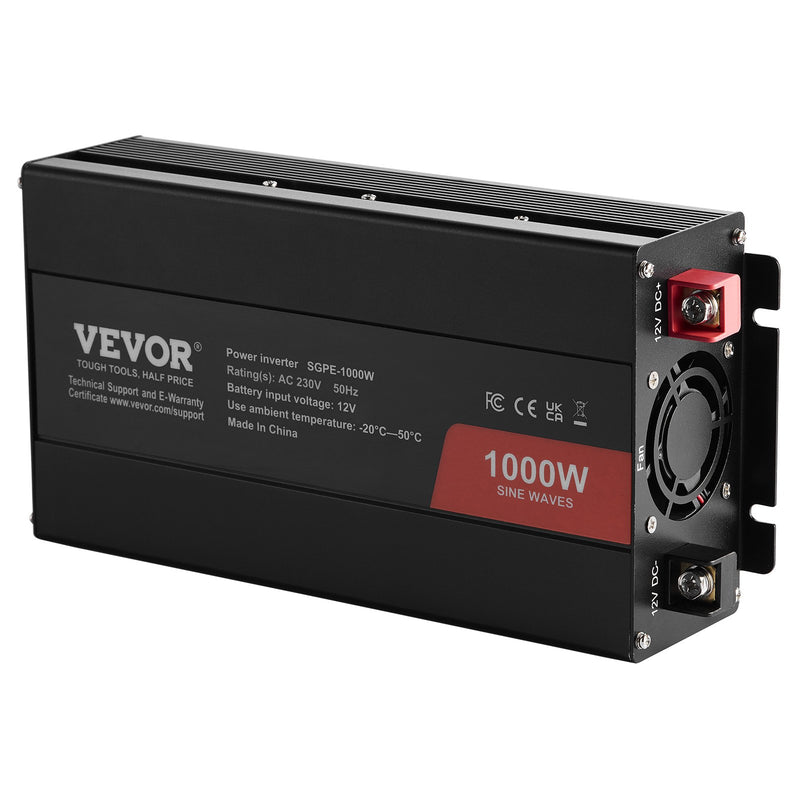 VEVOR чистая синусоида инвертор преобразователь мощности 1000W DC12V AC230V, инвертор LCD, пульт дистанционного управления, CE