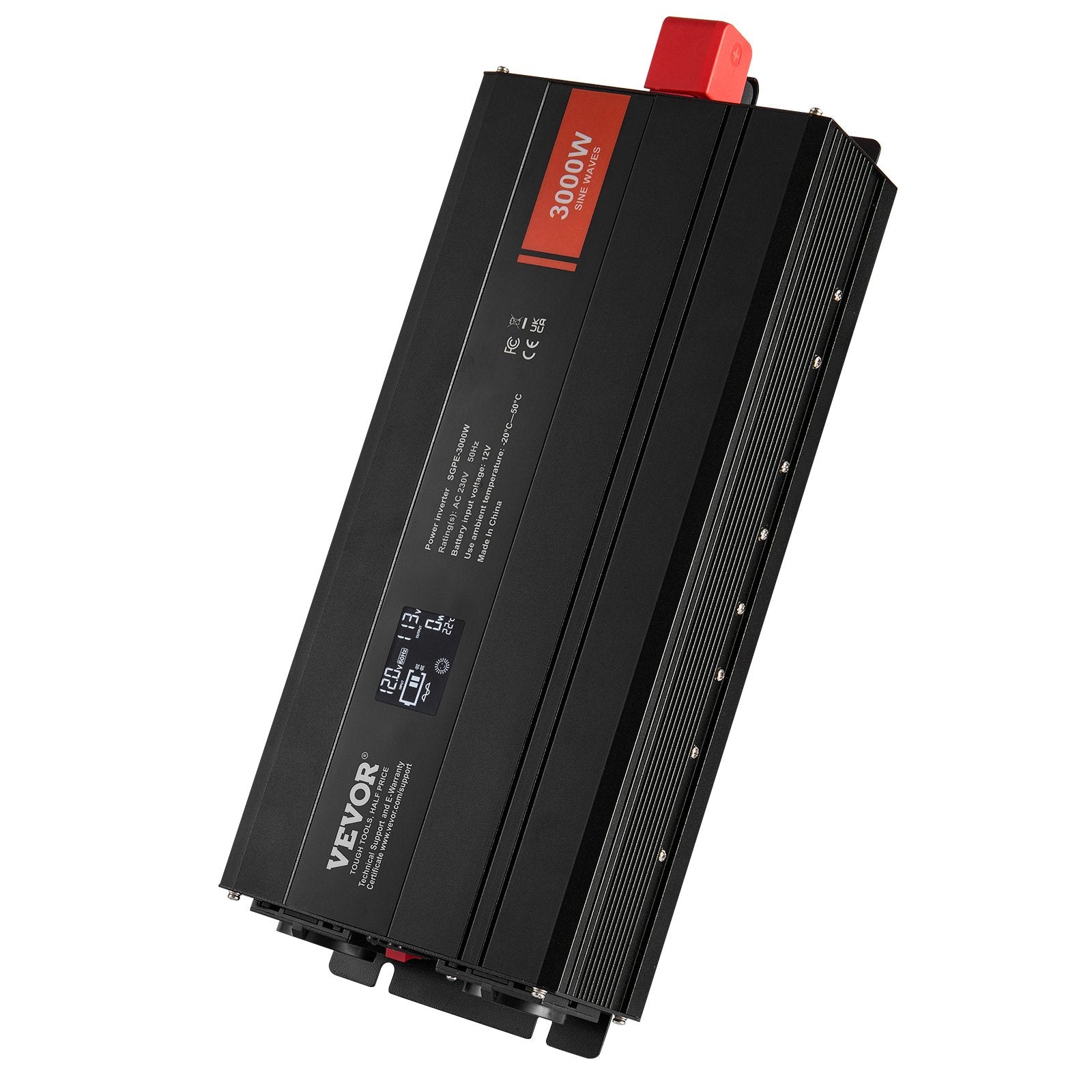 VEVOR puhta siinuslaine inverter 3000 W DC12V AC230V inverter LCD, kaugjuhtimispult, CE