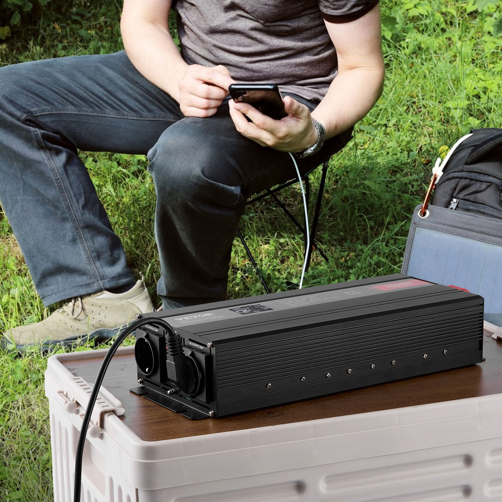 VEVOR puhta siinuslaine inverter 3000 W DC12V AC230V inverter LCD, kaugjuhtimispult, CE