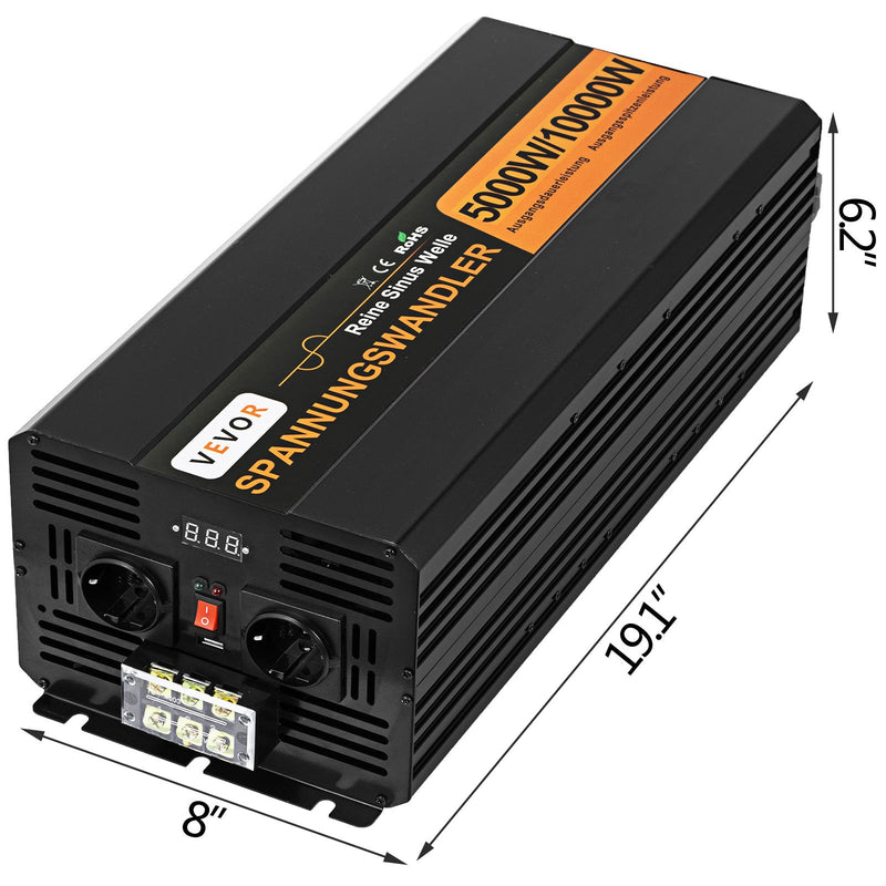 VEVOR 5000W 24V 230V pure sine wave inverter generator 10000W MAX