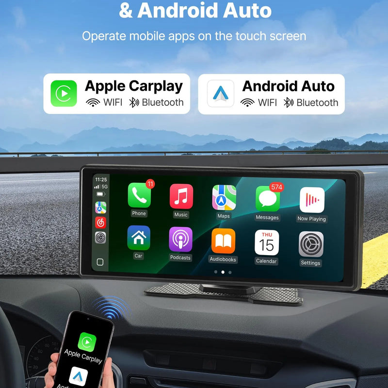 Auto multimediju atskaņotājs ar skārienekrānu 254 mm, Apple CarPlay, Android Auto, Bluetooth