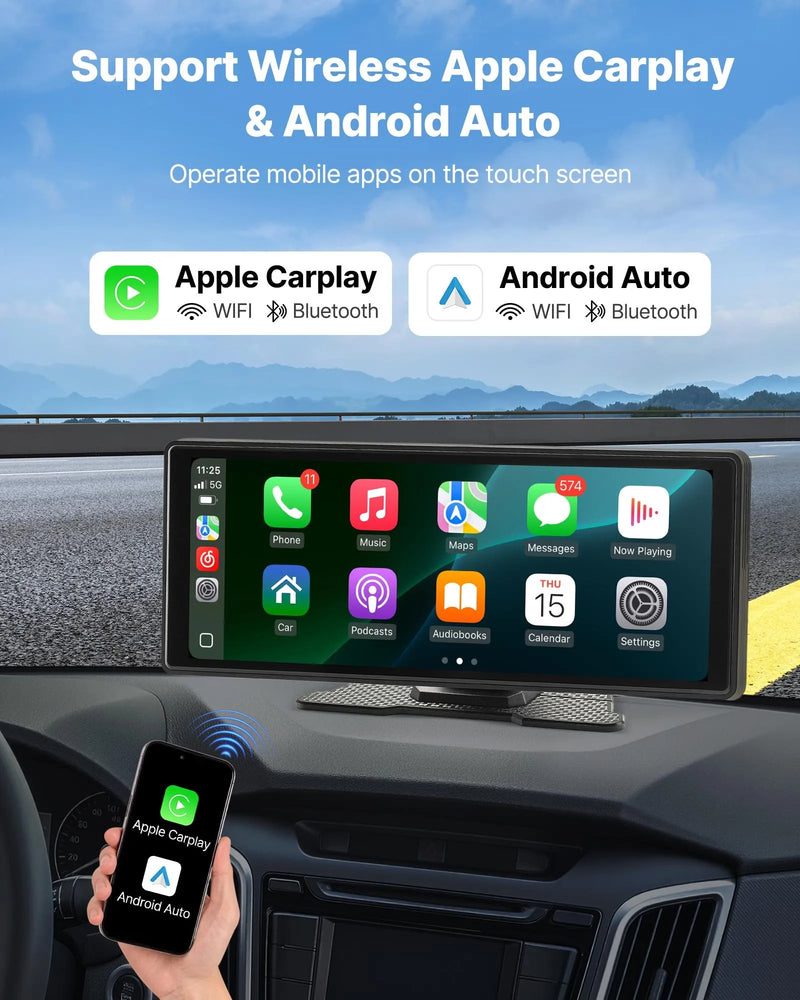 Auto multimediju atskaņotājs ar skārienekrānu 254 mm, Apple CarPlay, Android Auto, Bluetooth