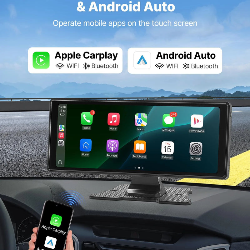 Automašīnas multimediju sistēma ar 25,4 cm skārienekrānu, Apple CarPlay, Android Auto, priekšējo/aizmugurējo kameru