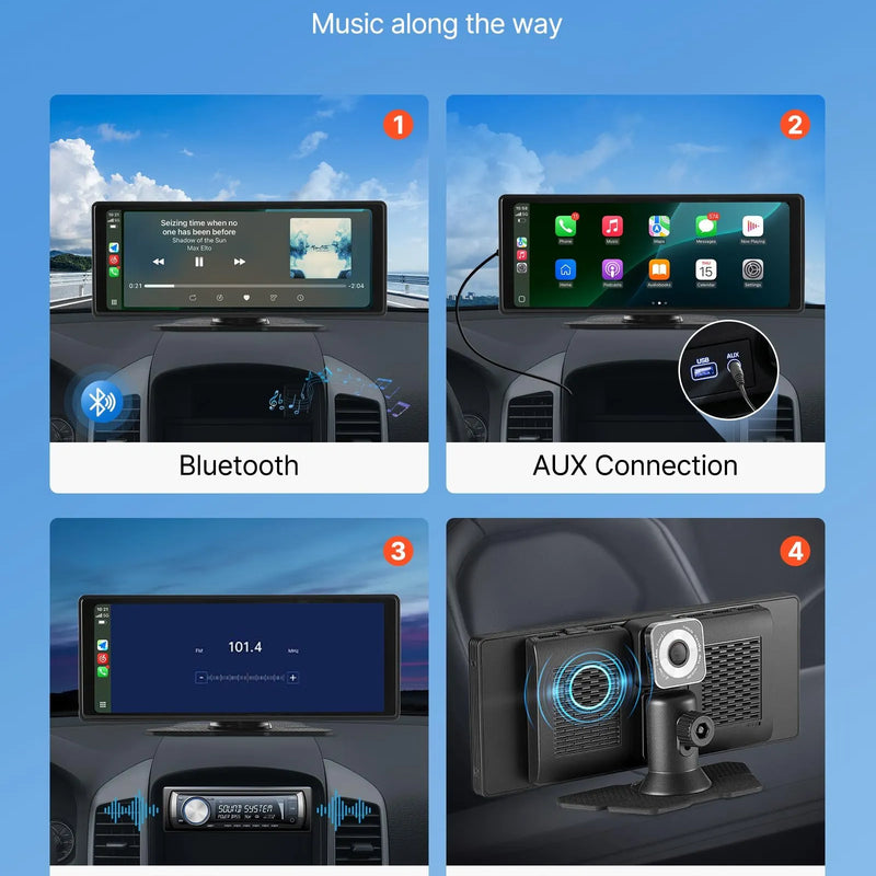 Automašīnas multimediju sistēma ar 25,4 cm skārienekrānu, Apple CarPlay, Android Auto, priekšējo/aizmugurējo kameru