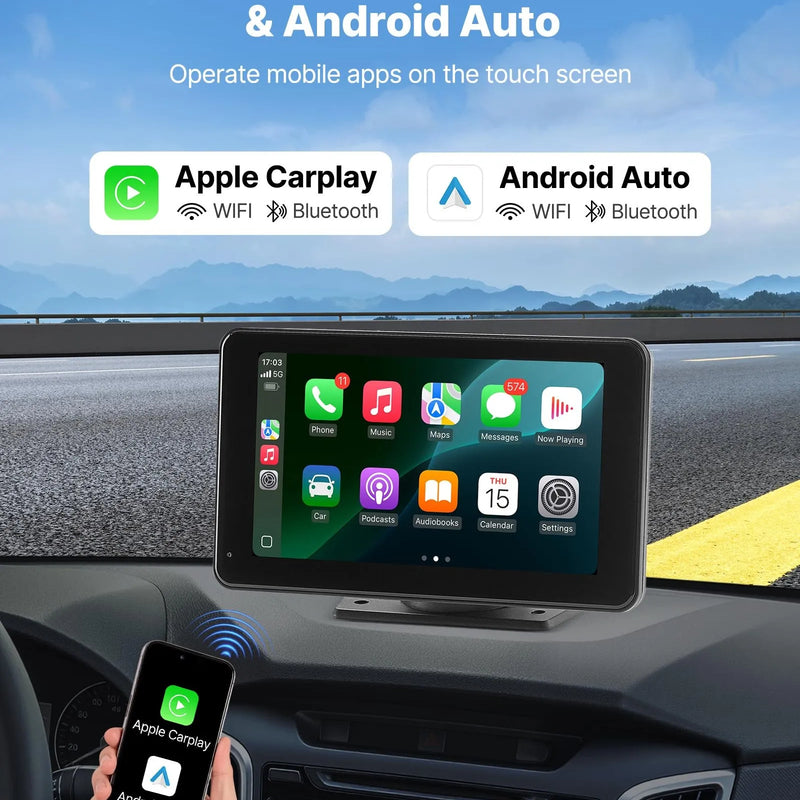 Automašīnas 17,8 cm skārienekrāna radio ar Apple CarPlay, Android Auto un atpakaļskata kameru